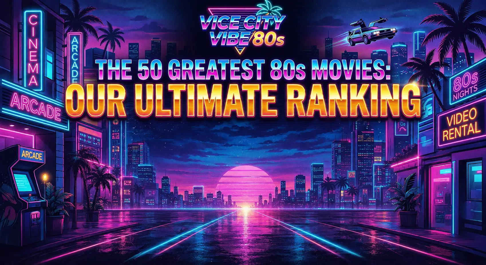 Collage representing the greatest movies of the 1980s